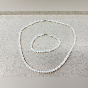 Vintage Michael Anthony 10K Gold Fresh Water Cultured Pearl Necklace & Bracelet